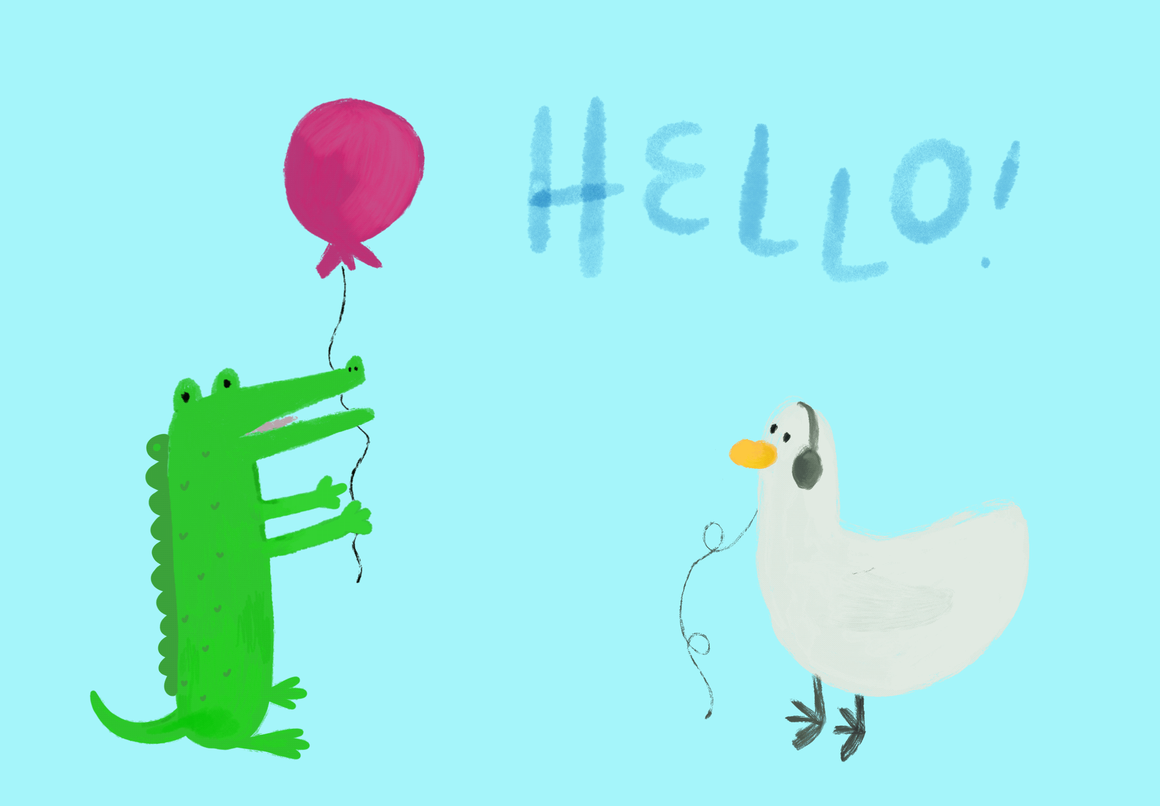 a crocodile and goose animation